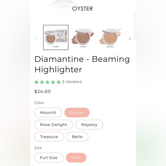 🏷️🏷️ Seraphine Botanicals Diamantine beaming highlighter mini in Oyster NEW! - Picture 2 of 8